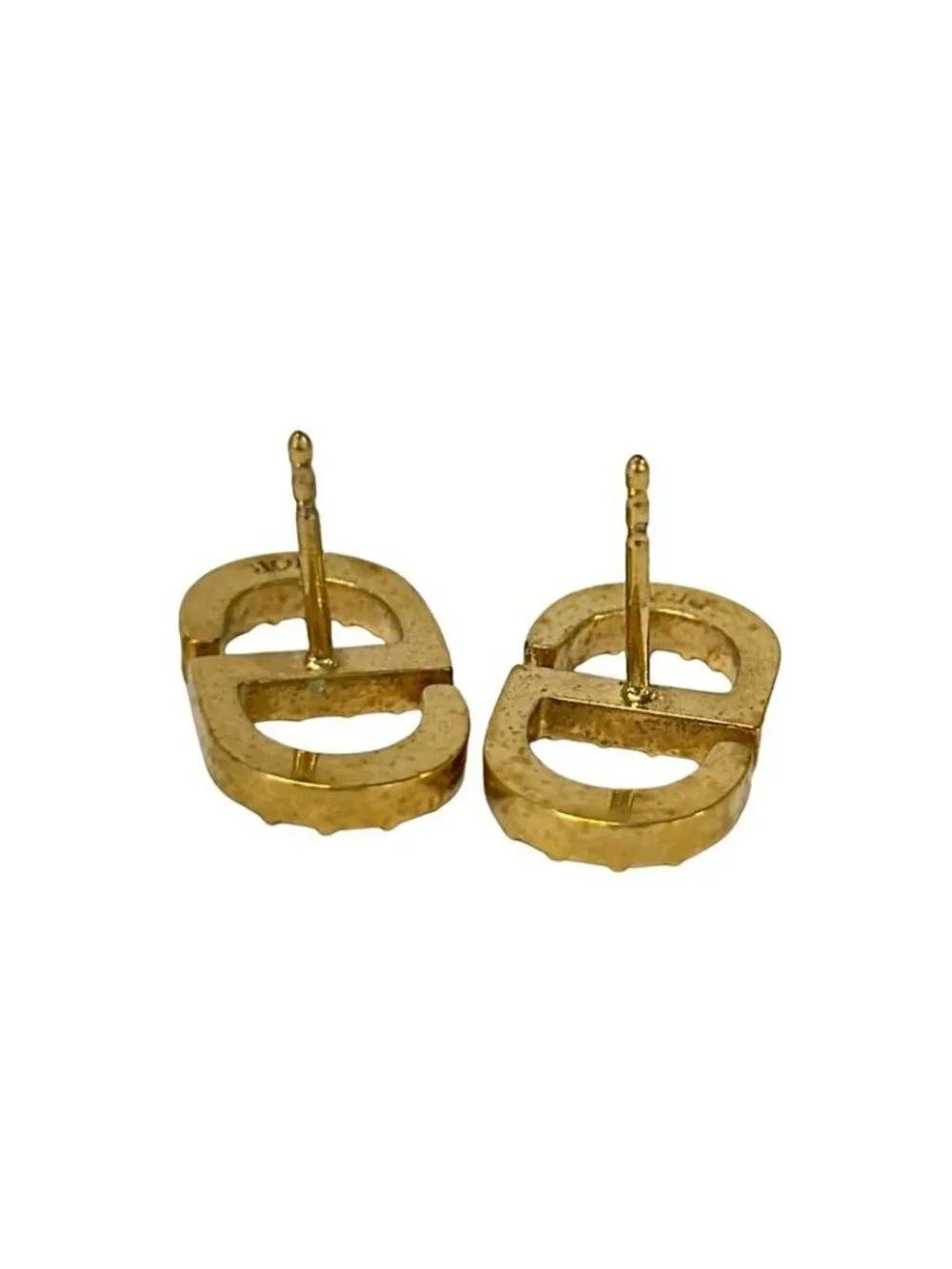 Dior Earrings Petit CD Mini Stud Gold Light Blue Line Stone CD Motif - Picture 3 of 3